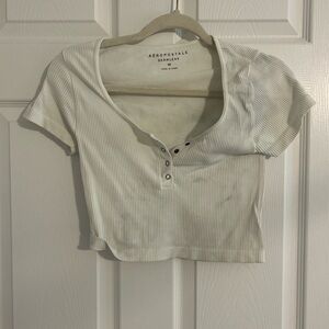 Aeropostale White Ribbed Crop Top